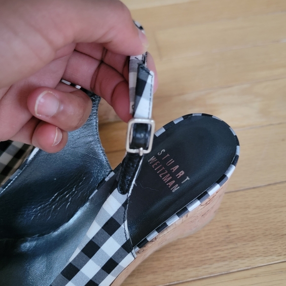 Gingham Print Cork Wedges - Picture 7 of 11